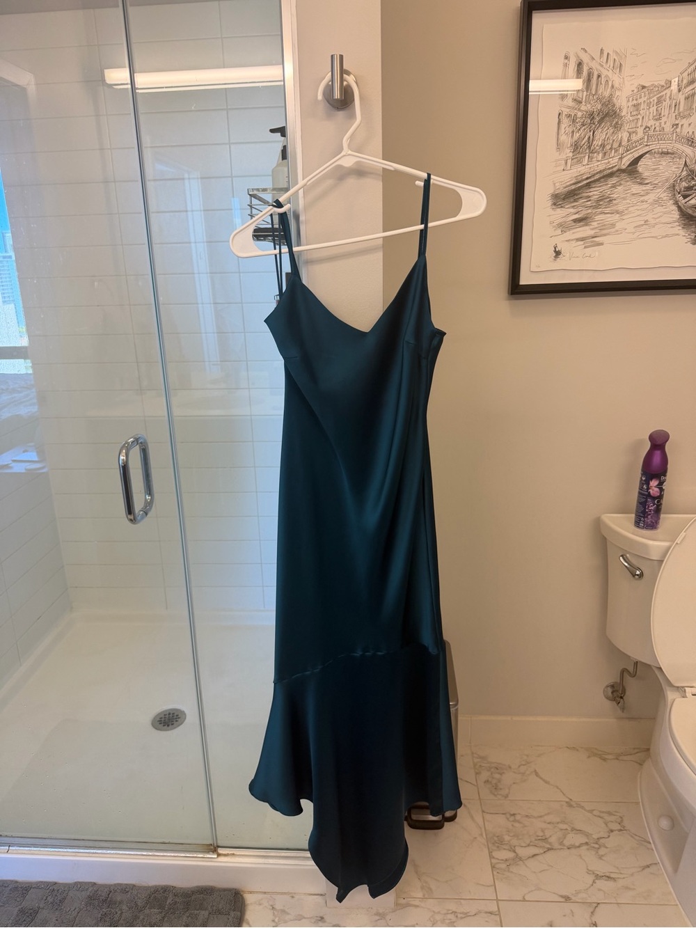 Steve Madden Teal Satin Slip Maxi Dress
